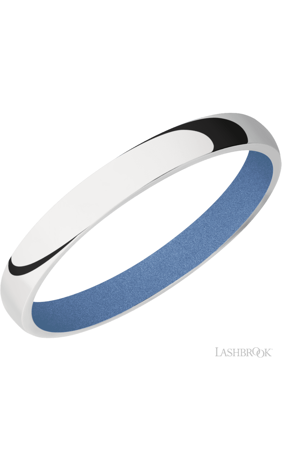 3 mm wide Domed 14K White Gold band featuring a Crushed Orchid sleeve.