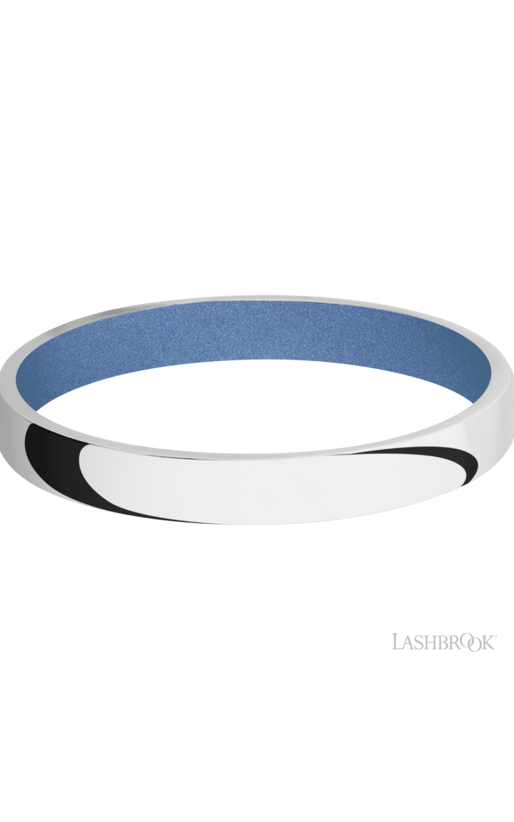 3 mm wide Domed 14K White Gold band featuring a Crushed Orchid sleeve.