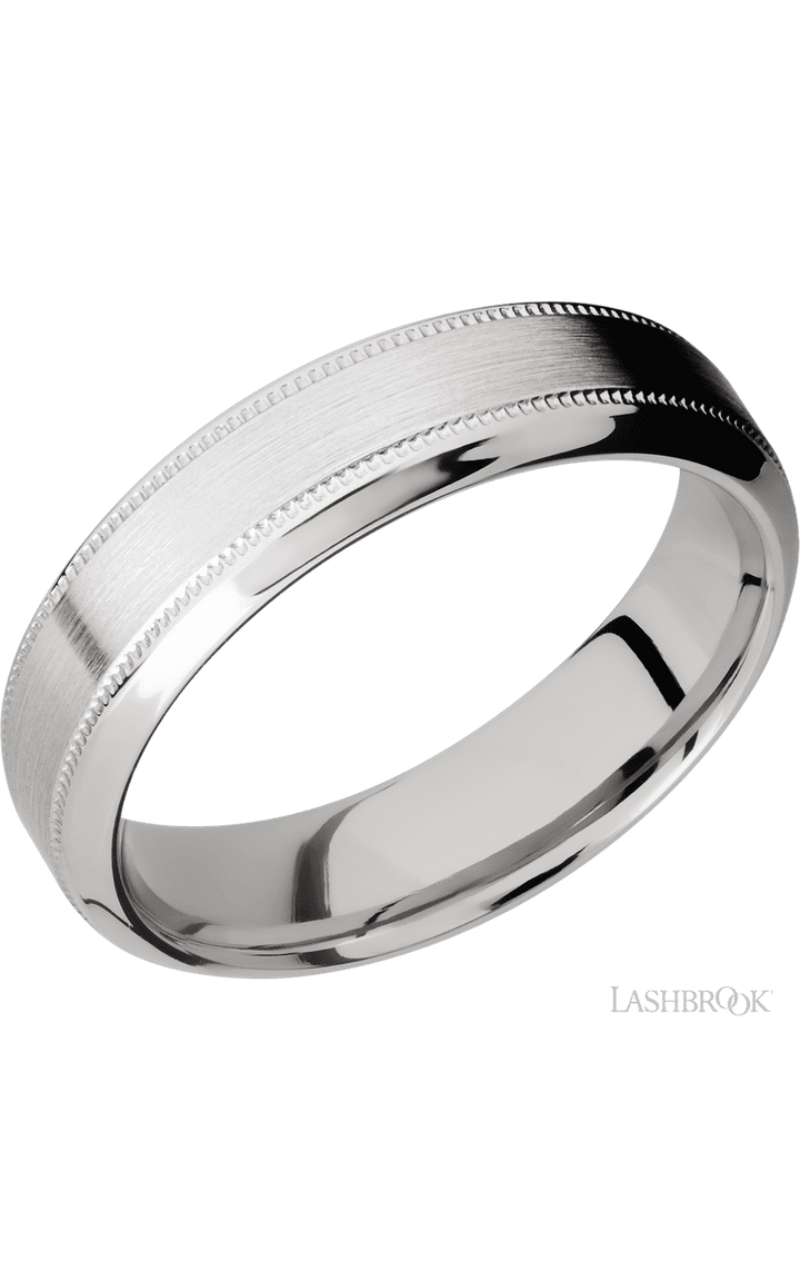 6 mm wide High Bevel Milgrain 14K White Gold band.