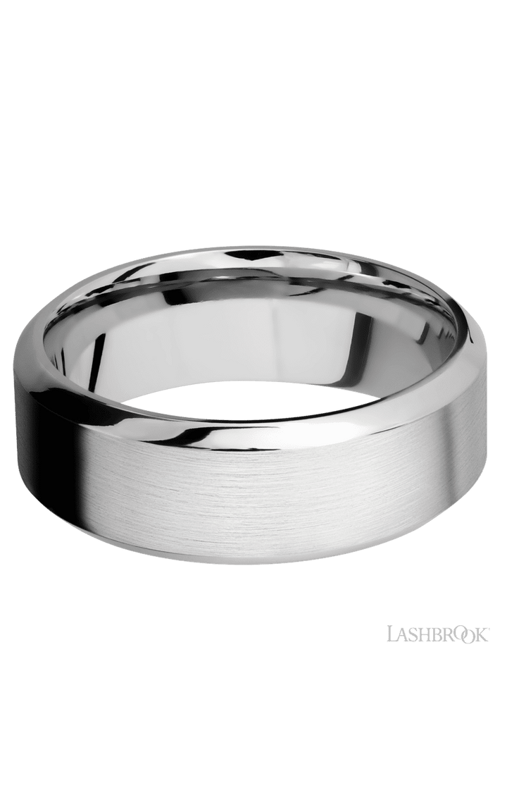 8 mm wide High Bevel 14K White Gold band.