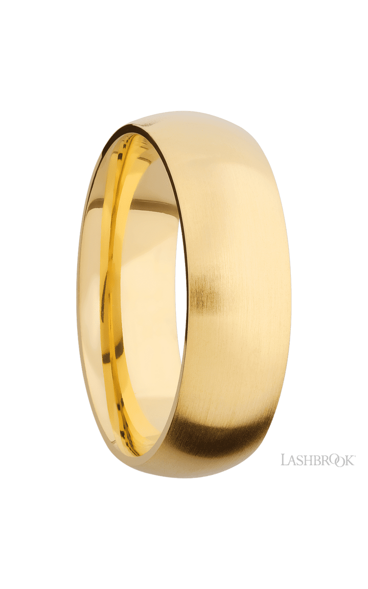 7 mm wide Domed 14K Yellow Gold band.