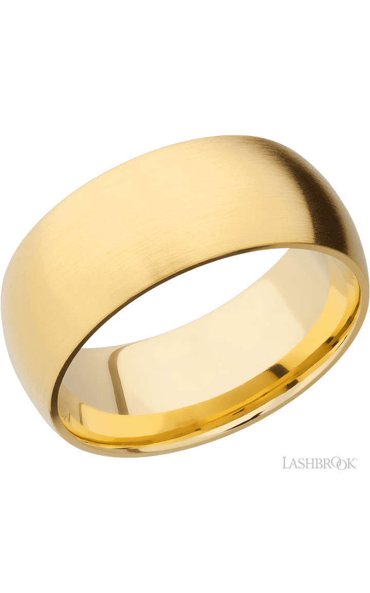 9 mm wide Domed 14K Yellow Gold band.
