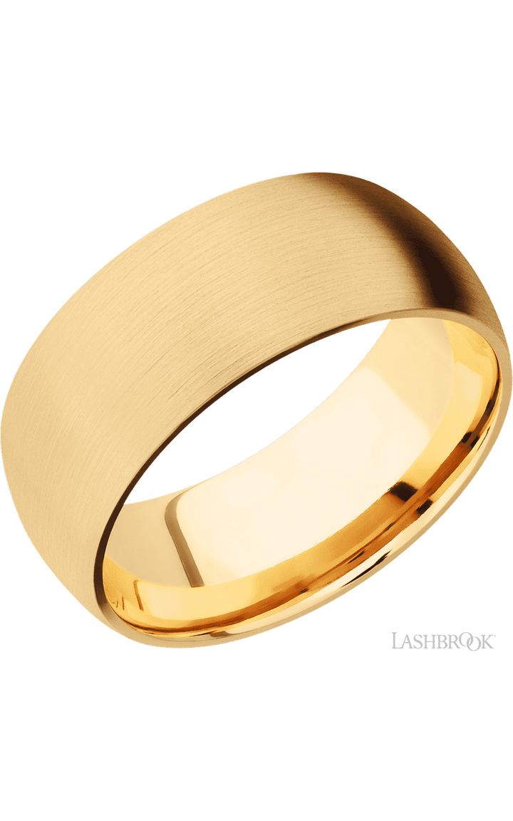 9 mm wide Domed 14K Yellow Gold band.