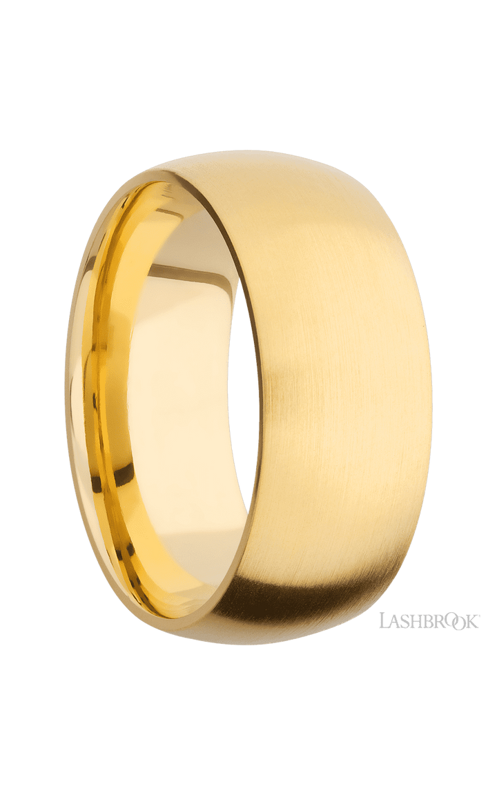 9 mm wide Domed 14K Yellow Gold band.