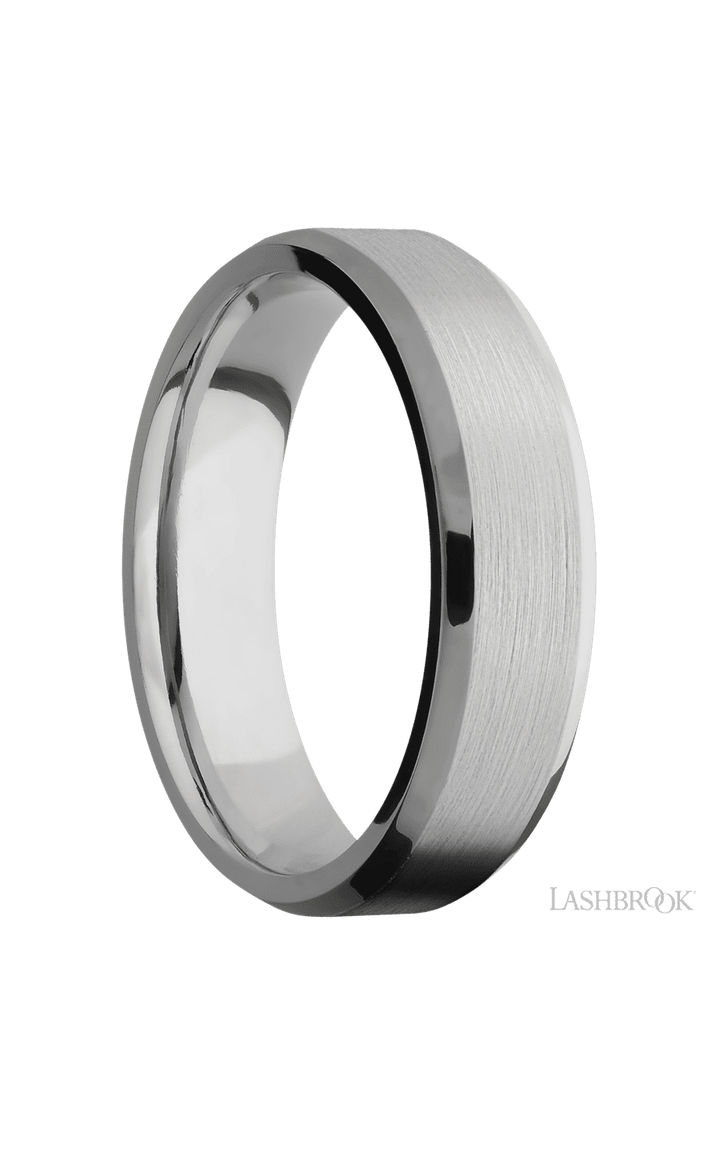 6 mm wide Beveled Titanium band.