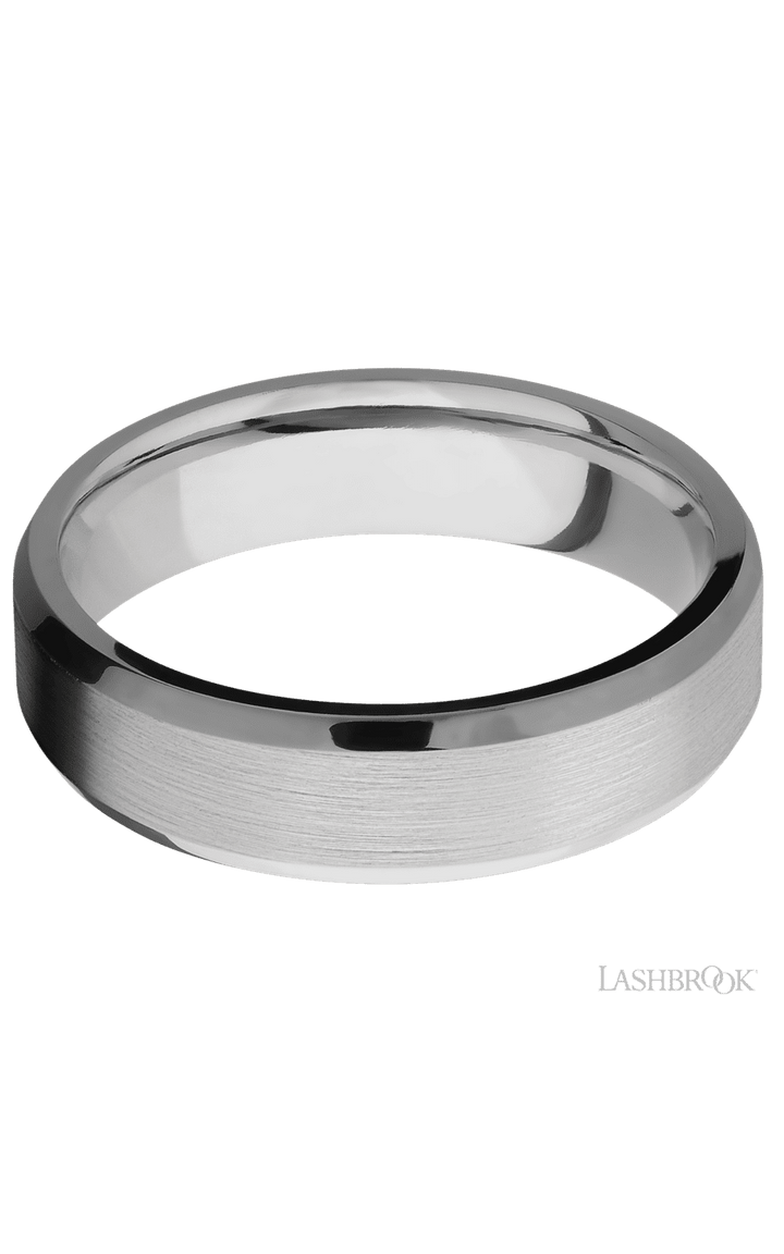 6 mm wide Beveled Titanium band.