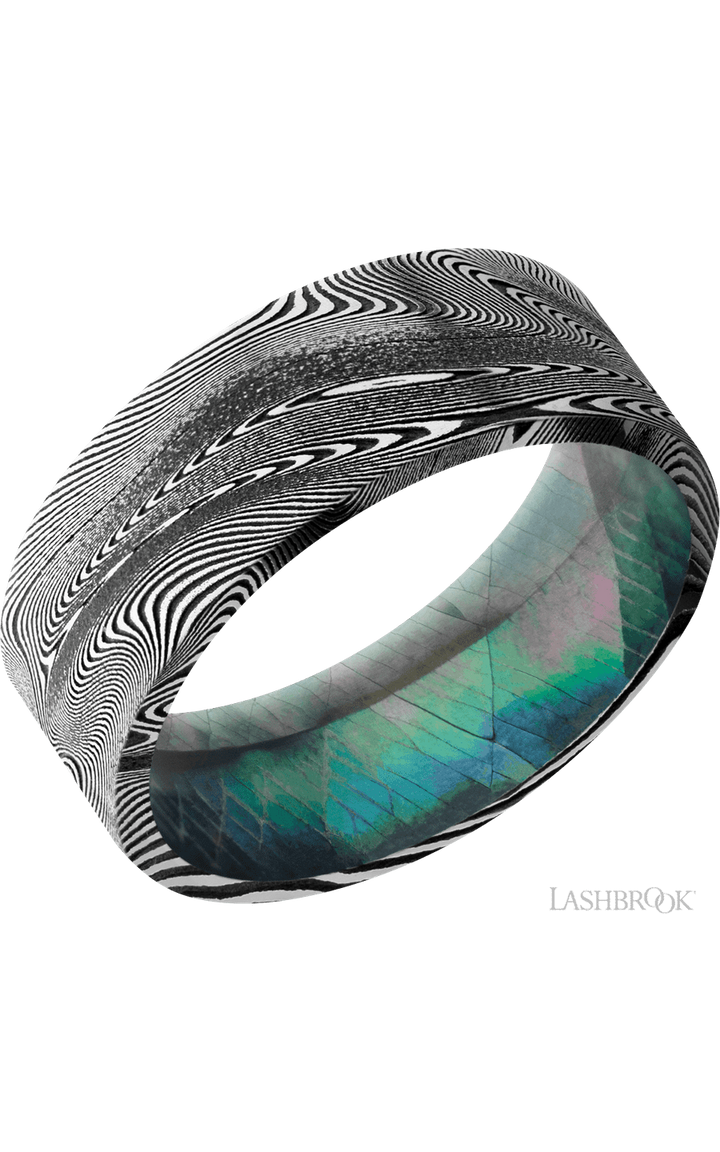 8 mm wide Flat Tightweave band featuring a Black Mother of Pearl sleeve.