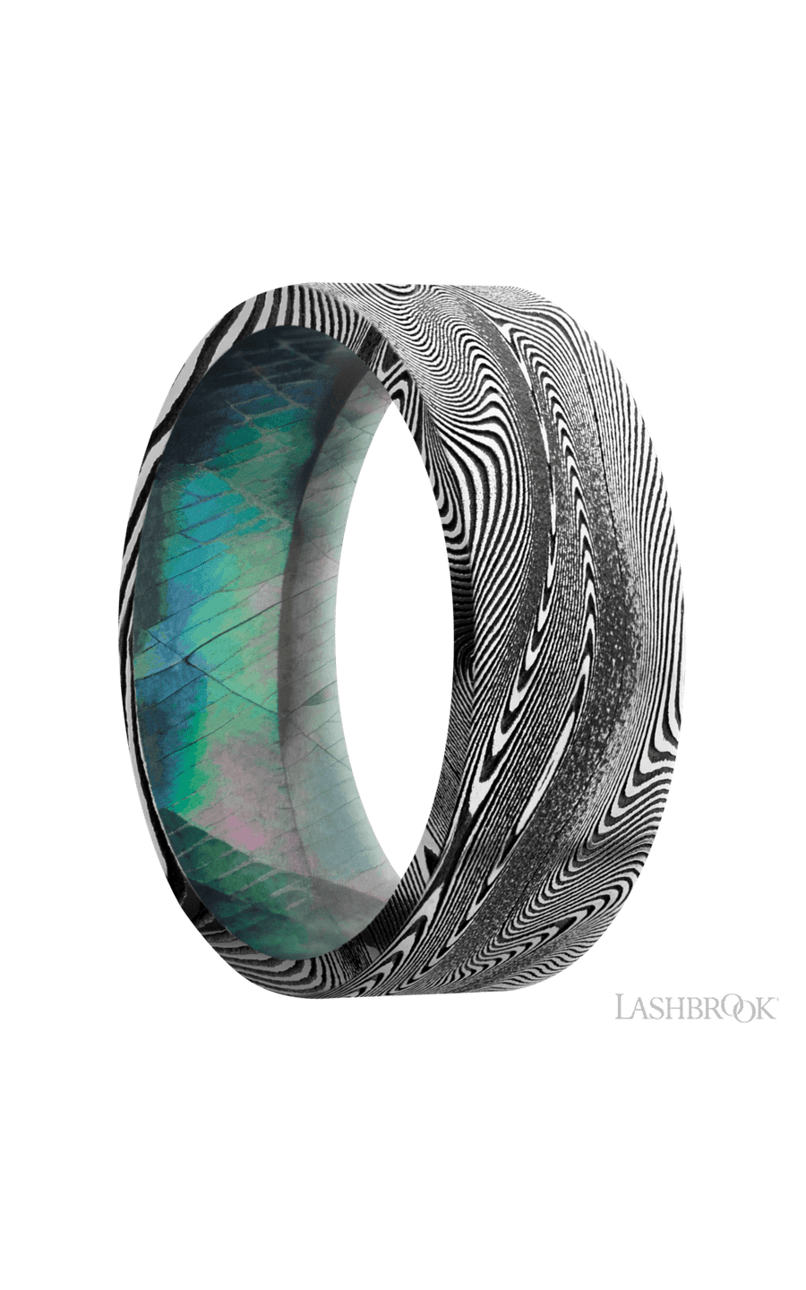 8 mm wide Flat Tightweave band featuring a Black Mother of Pearl sleeve.