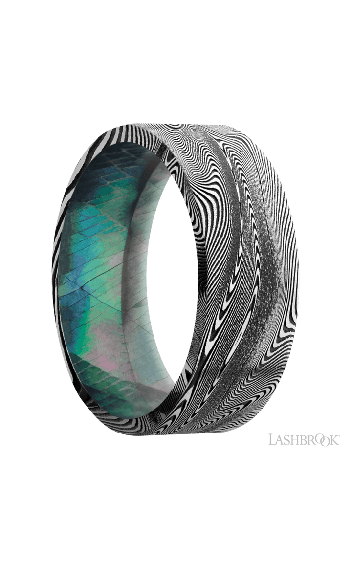 8 mm wide Flat Tightweave band featuring a Black Mother of Pearl sleeve.
