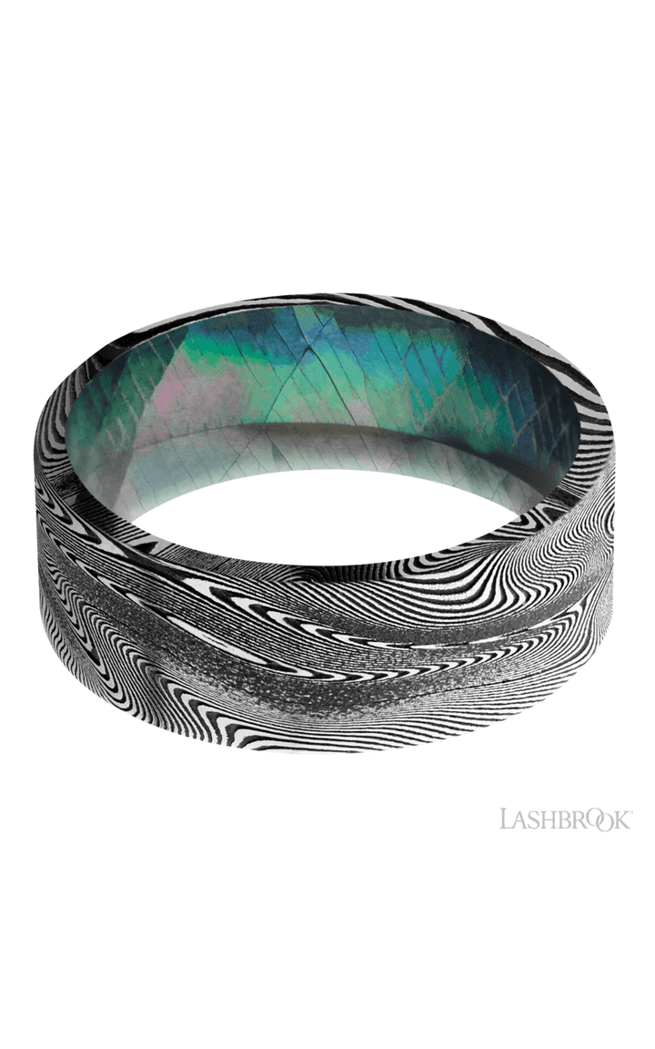 8 mm wide Flat Tightweave band featuring a Black Mother of Pearl sleeve.