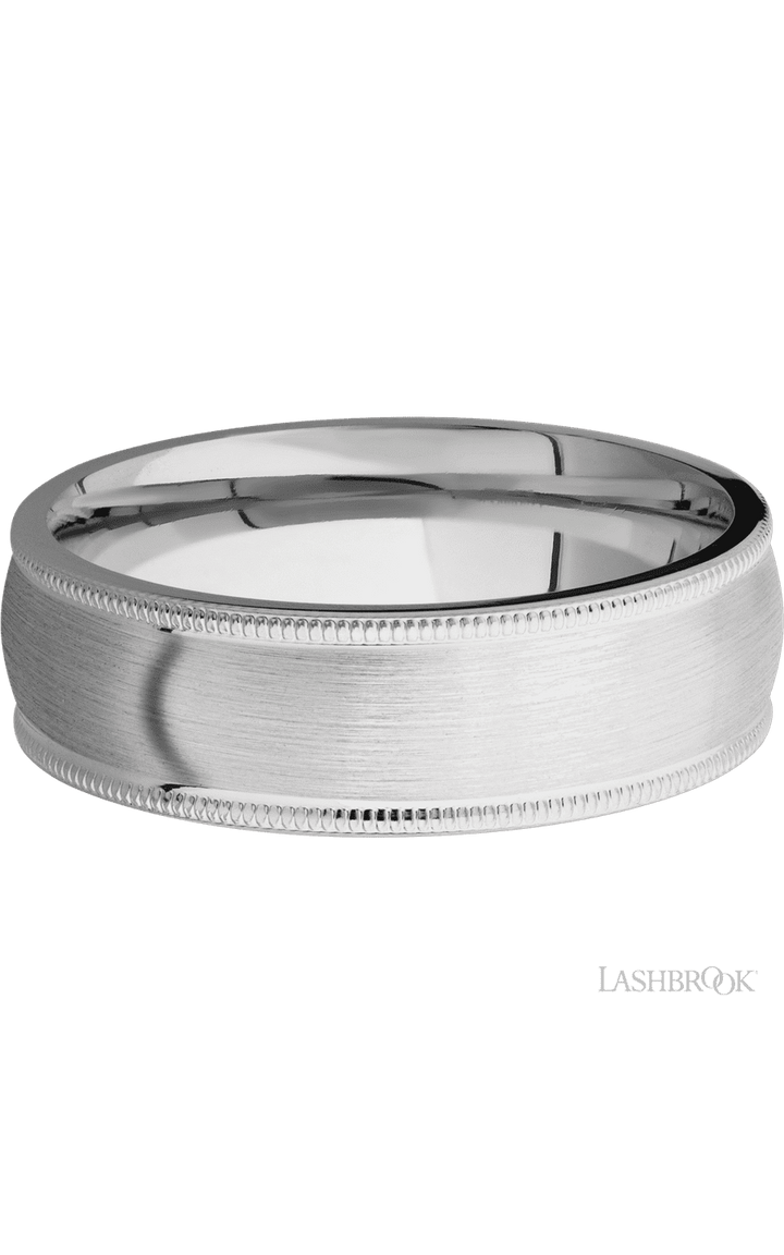 7 mm wide Domed Milgrain Edges Cobalt Chrome band.