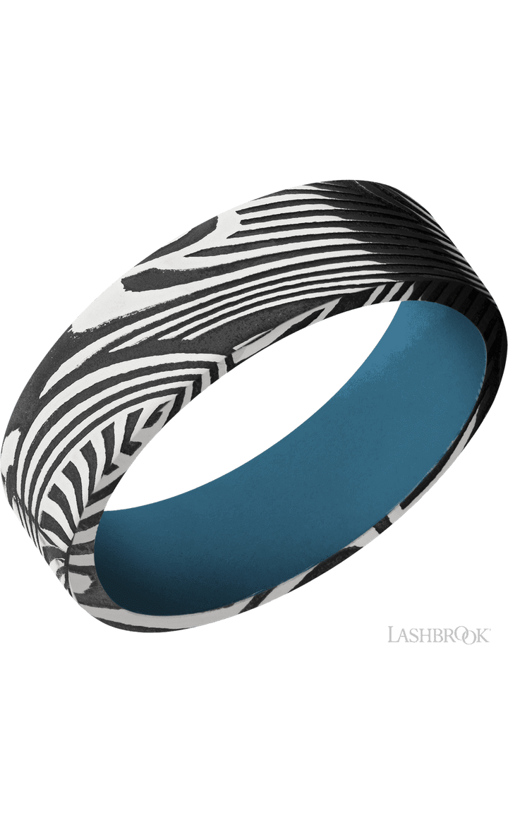7 mm wide Flat Sunset band featuring a Royal Blue sleeve.