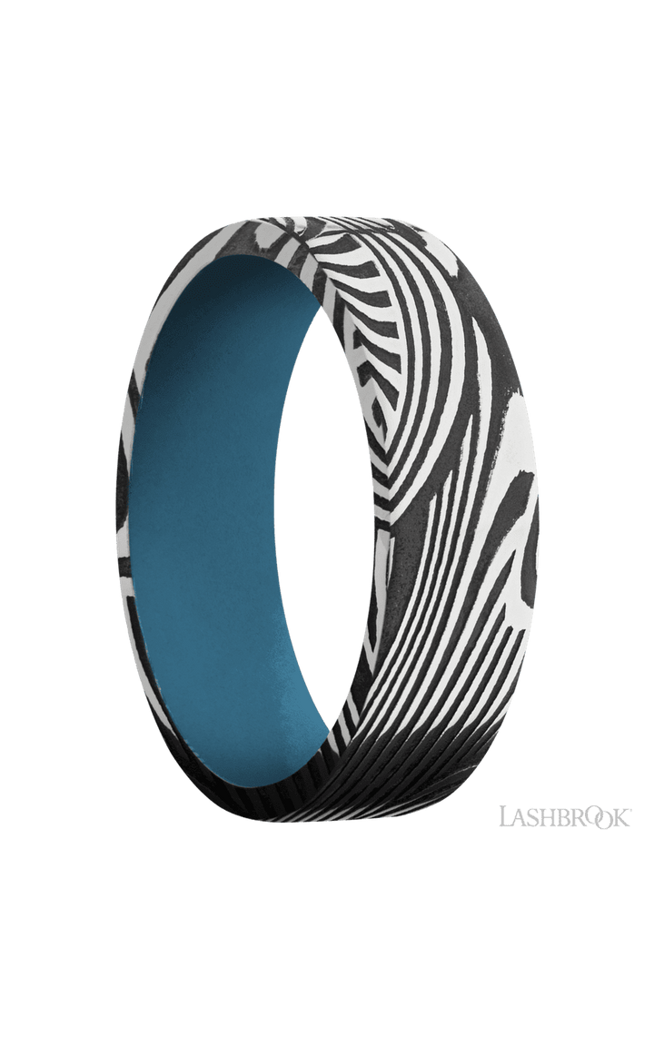 7 mm wide Flat Sunset band featuring a Royal Blue sleeve.