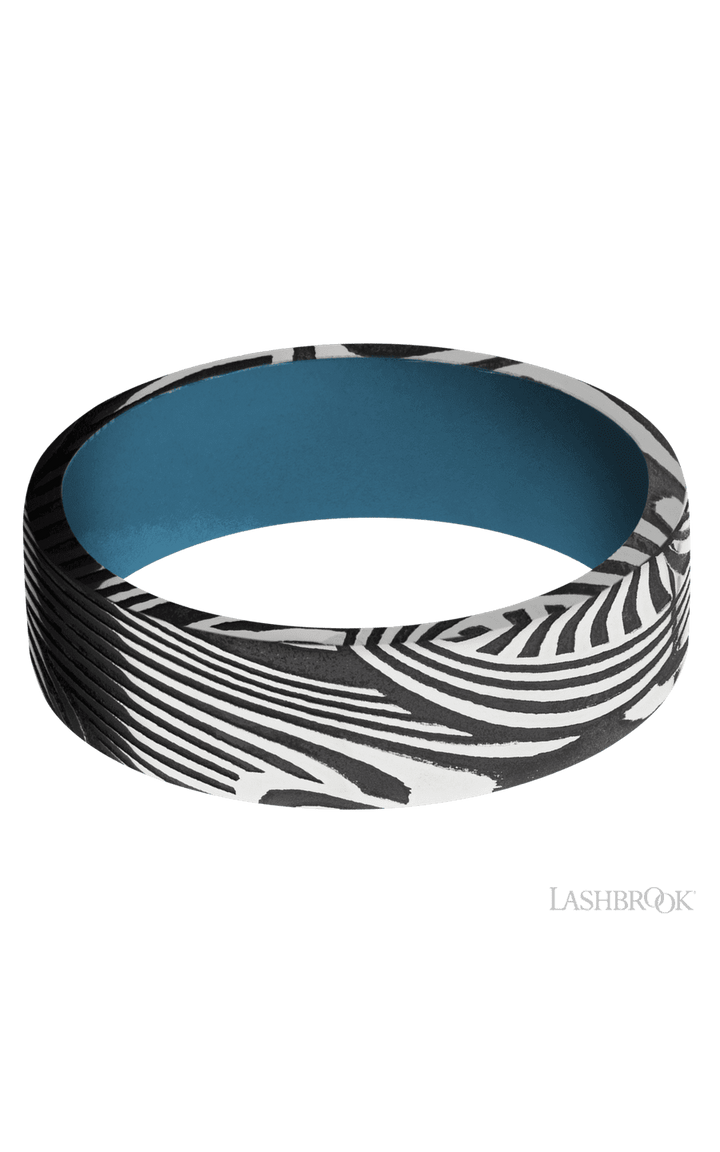 7 mm wide Flat Sunset band featuring a Royal Blue sleeve.