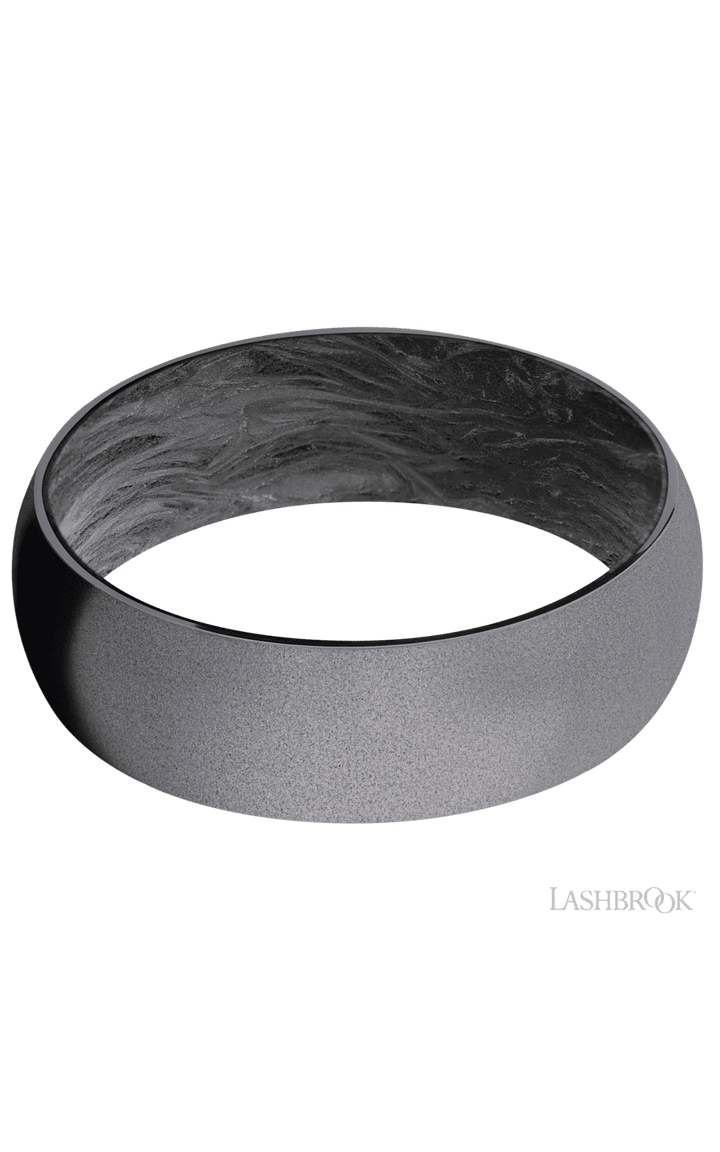 7 mm wide Domed Tantalum band featuring a Forged Carbon Fiber sleeve.