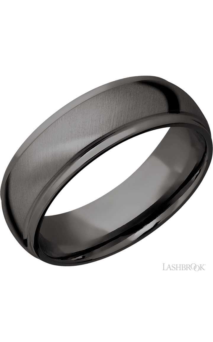 7 mm wide Domed Stepped Down Edges Tantalum Noir band.