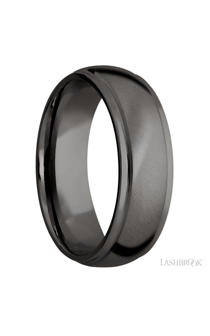 7 mm wide Domed Stepped Down Edges Tantalum Noir band.