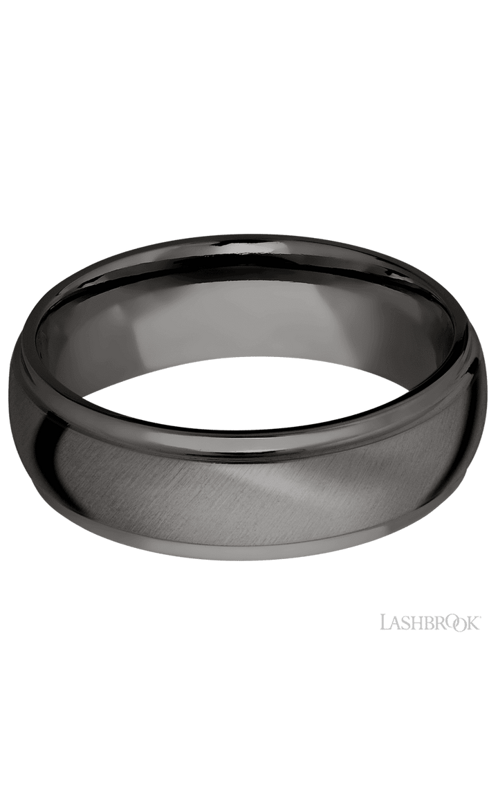 7 mm wide Domed Stepped Down Edges Tantalum Noir band.