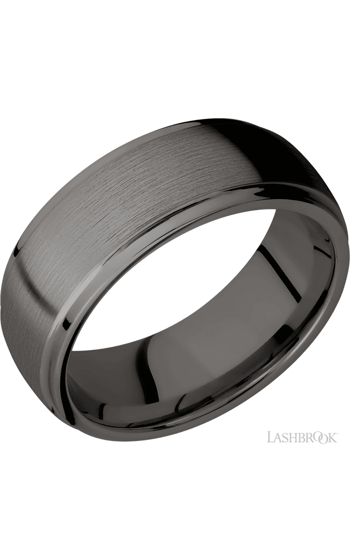 8 mm wide Domed Stepped Down Edges Tantalum Noir band.