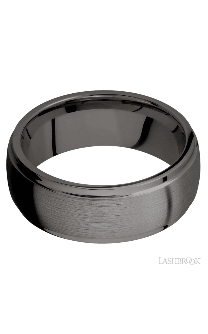 8 mm wide Domed Stepped Down Edges Tantalum Noir band.