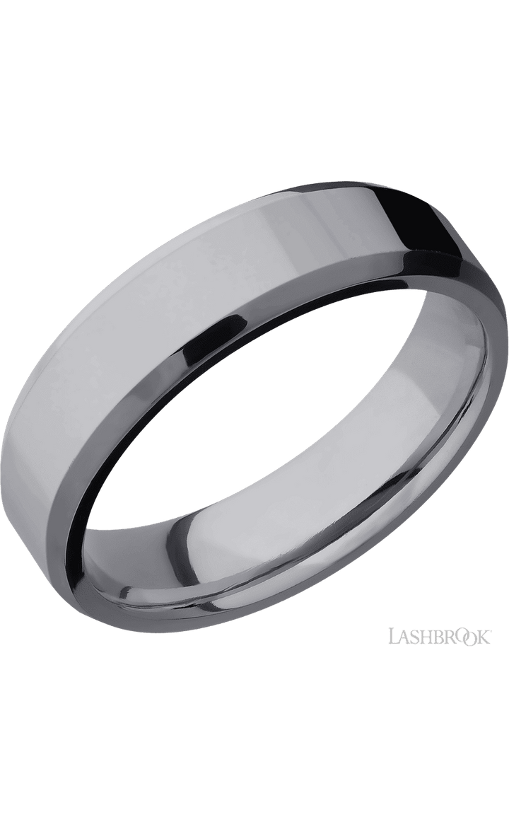 6 mm wide Beveled Tantalum band.