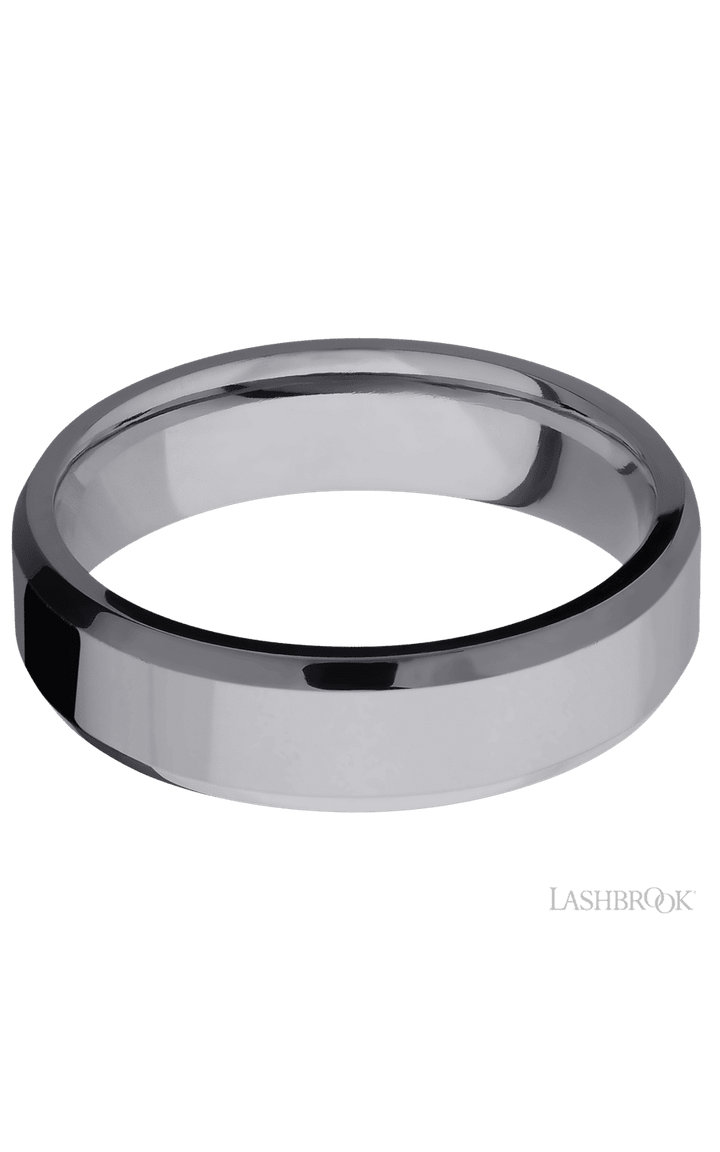 6 mm wide Beveled Tantalum band.