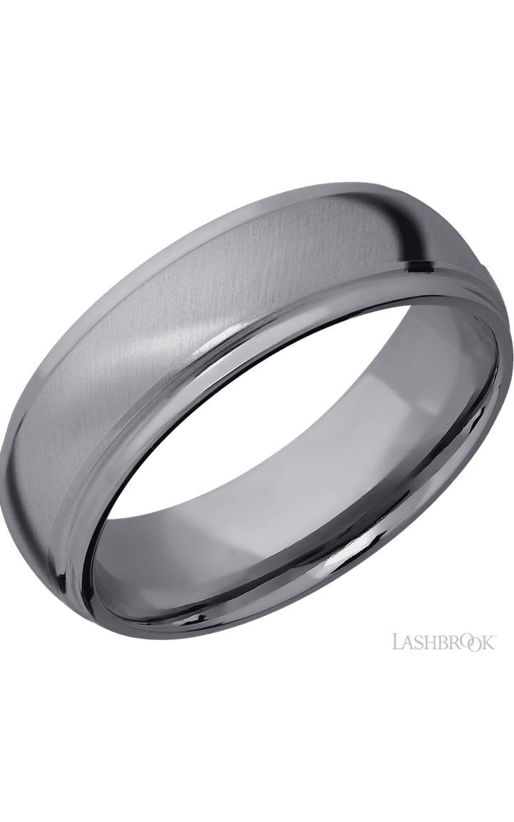 7 mm wide Domed Stepped Down Edges Tantalum band.