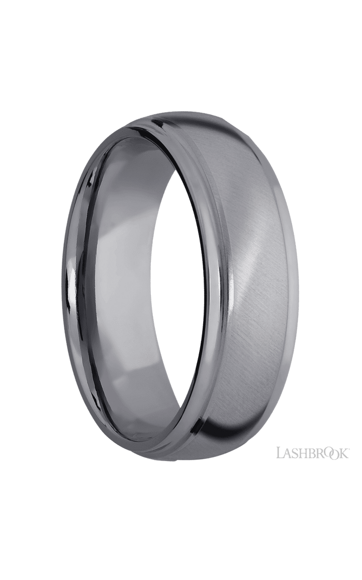 7 mm wide Domed Stepped Down Edges Tantalum band.