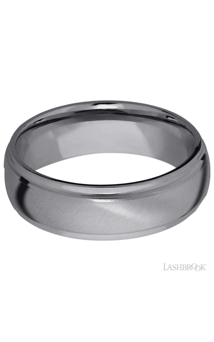 7 mm wide Domed Stepped Down Edges Tantalum band.