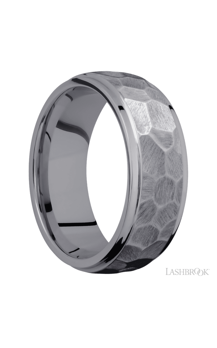 8 mm wide Domed Stepped Down Edges Tantalum band.