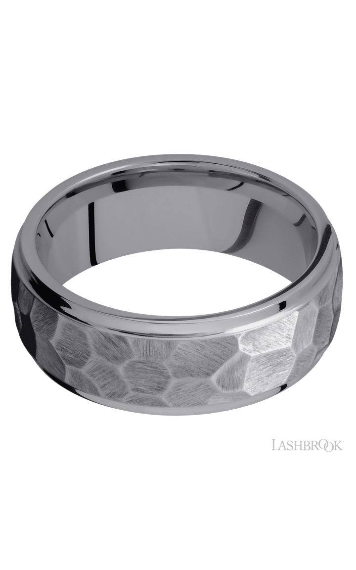 8 mm wide Domed Stepped Down Edges Tantalum band.