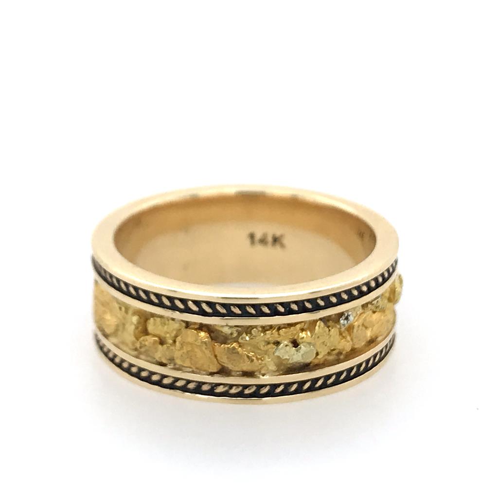 Straight Channel Style Wedding Band 14 KT Yellow 8mm wide size 8.75