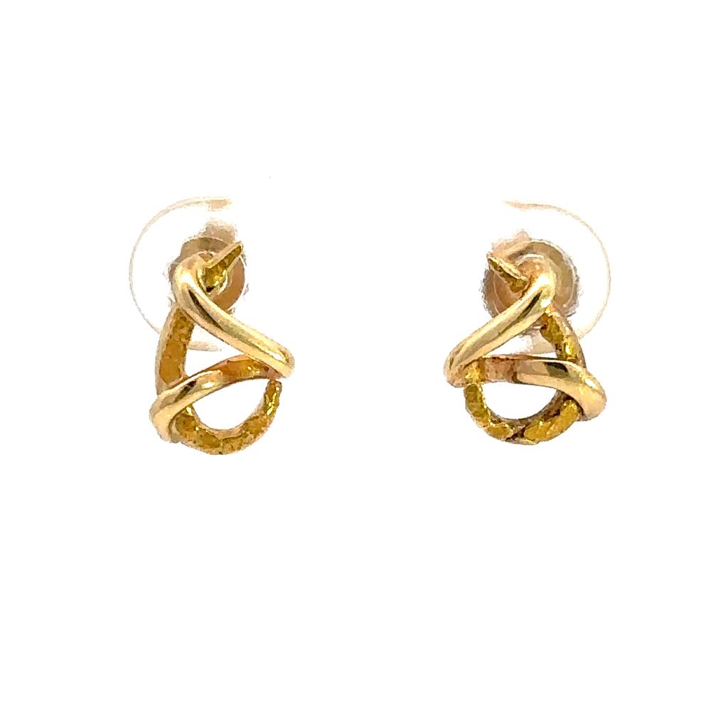 Alaskana Alaskan Gold Nugget Earrings Stud on 14 KT Yellow Ear Posts