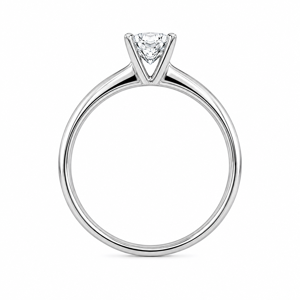 Solitare Diamond Engagement Ring White 14 Karat Gold With A 0.50 Carat Round Shape Diamond Center