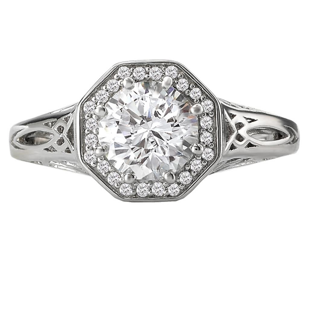 Solitare Style Diamond Engagement Ring 14 KT White 
(Center Stone Not Included)