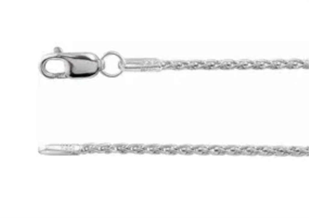 Wheat Link Chain 14 Karat Gold White 1.25 MM Wide 18' In Length