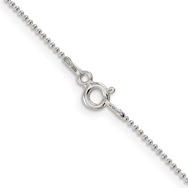 White Sterling Silver 1 MM Bead Chain 18" Long