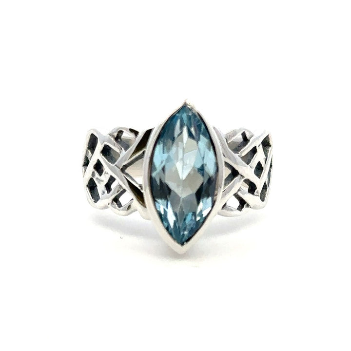 Antique Style Rings Silver with Stones Sterling Silver White with Topaz size 8