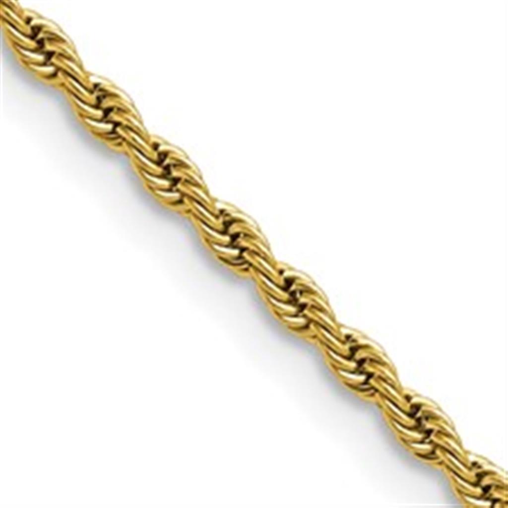 Gold Stainless Steel 2.4 MM Rope Chain 20" Long
