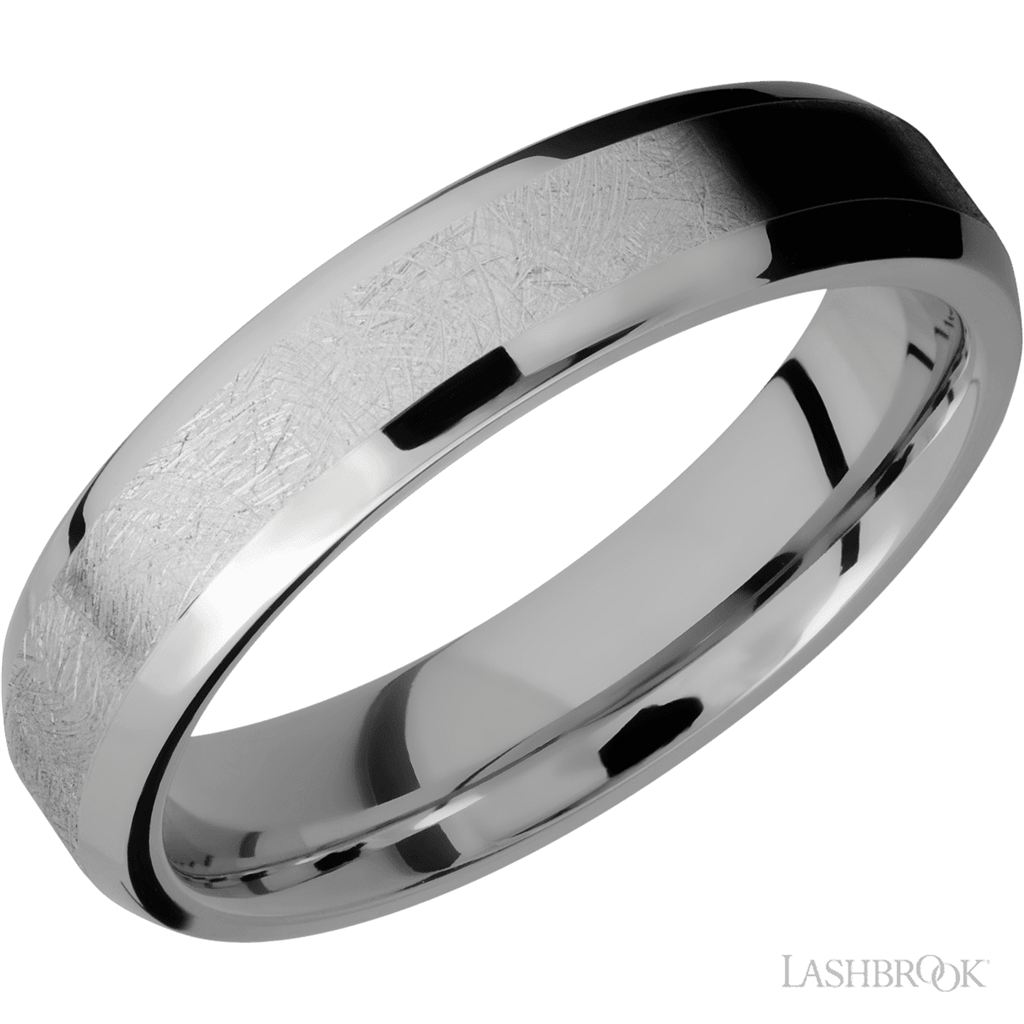 White Titanium Alternative Metal Ring 5mm wide Size 10