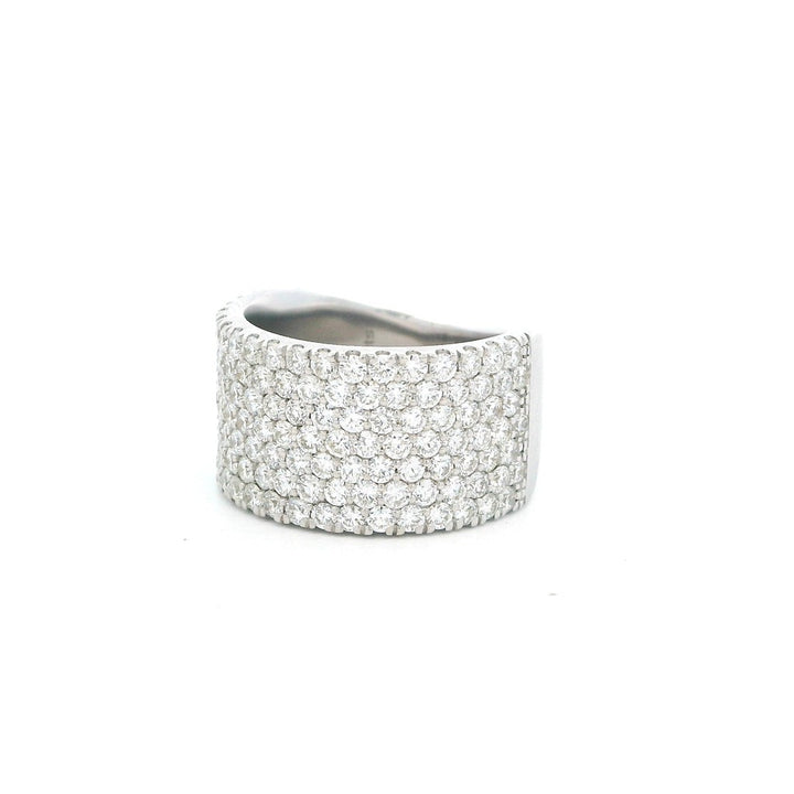 Cigar Band Style Fashion Ring 18 Karat White with Diamonds size 6.75