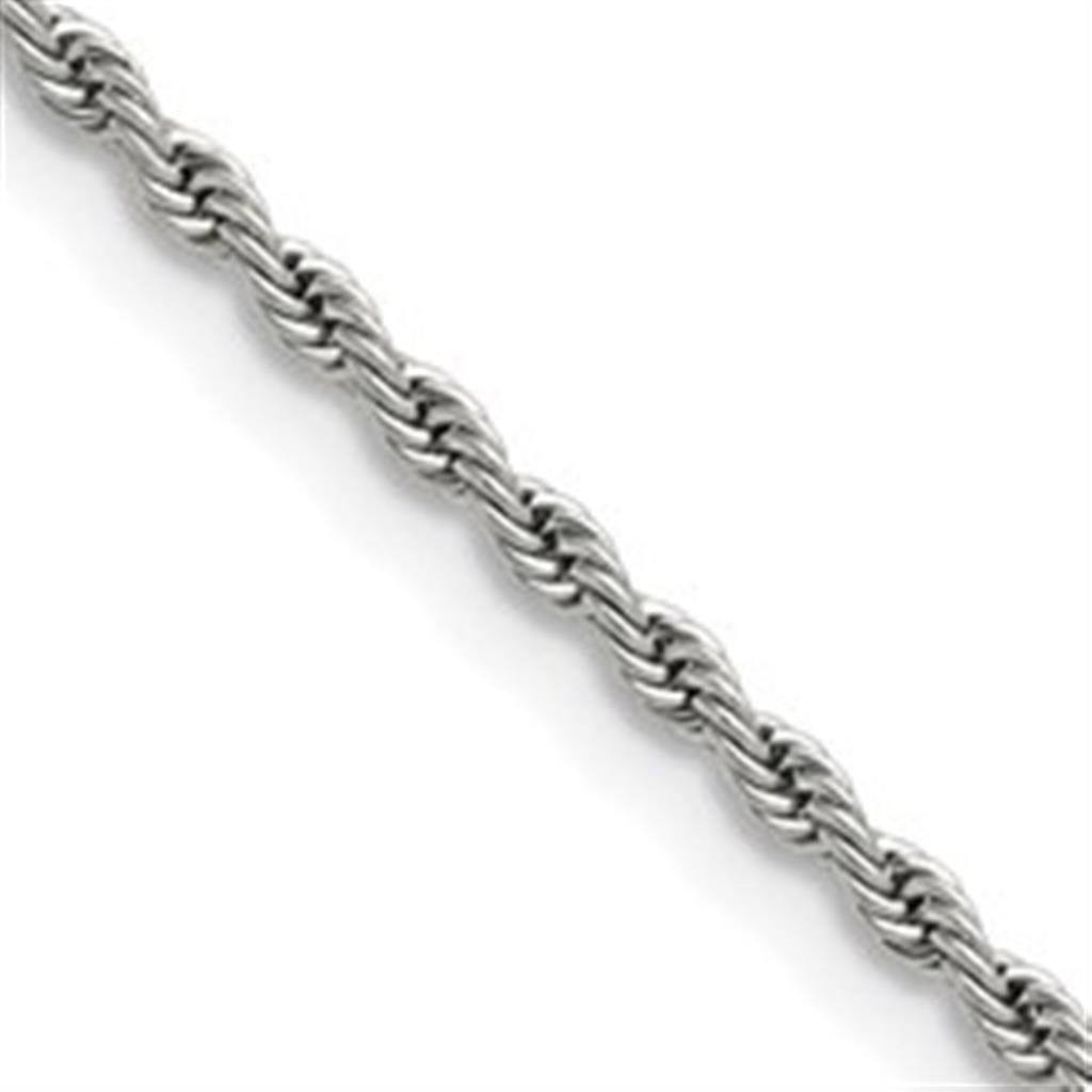 White Stainless Steel 2.4 MM Rope Chain 20" Long