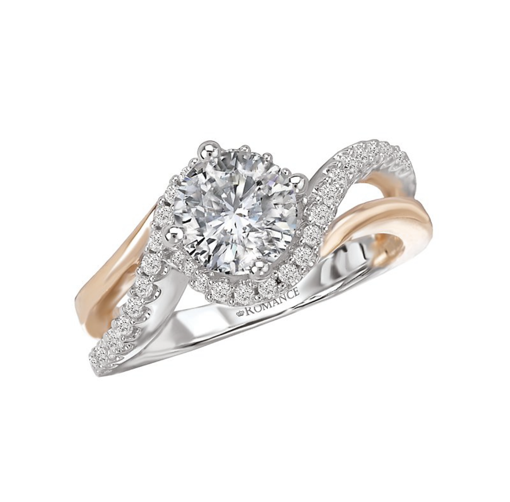 Bypass Style Diamond Engagement Ring .925 White & Rose 
(Center Stone Not Included)