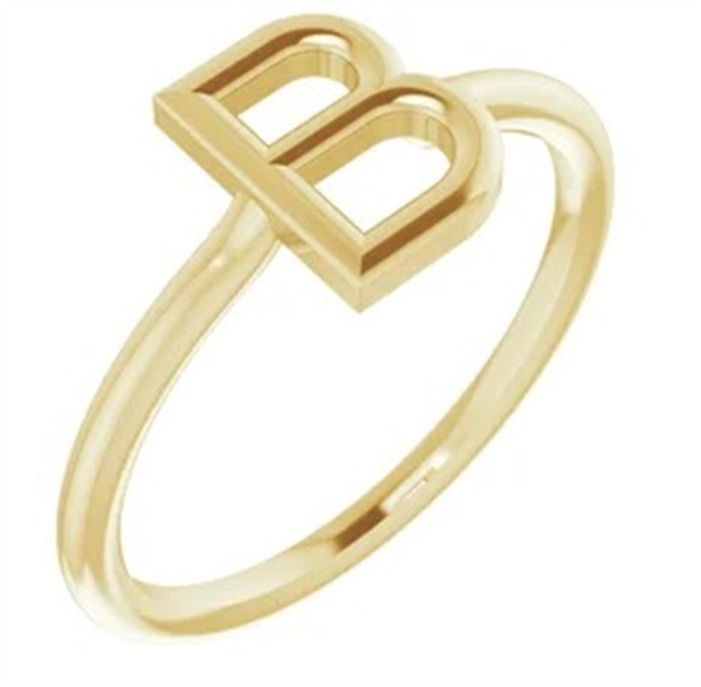 Initial Signet Fashion Ring 2 mm wide 14 Karat Gold Rose Size 7