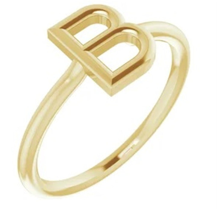 Initial Signet Fashion Ring 2 mm wide 14 Karat Gold Rose Size 7