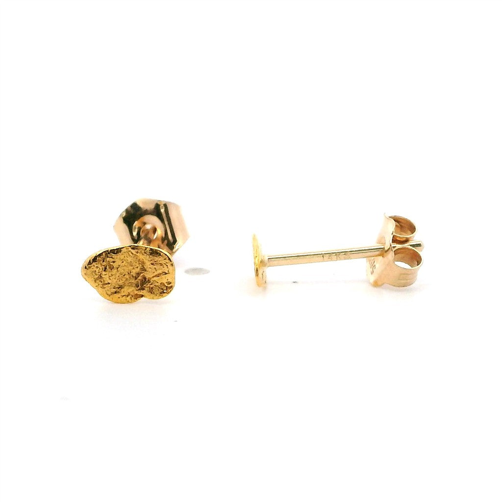 Earrings Alaskana Nugget Post 14 Karat Gold & Alaskan Gold Nugget 0.2 DWT
