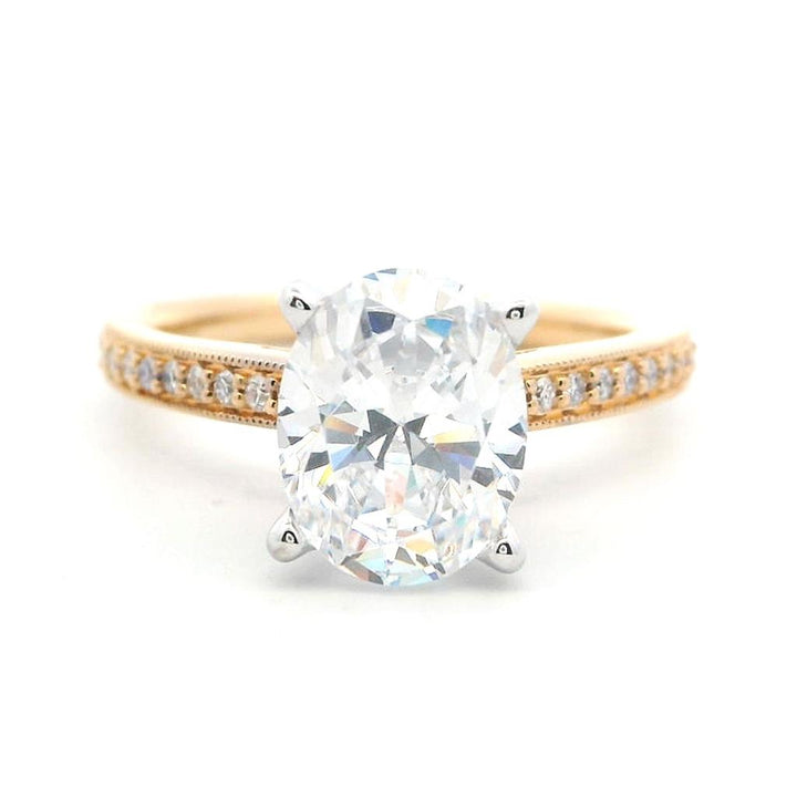 Solitare Accent Style Diamond Engagement Ring 18 Karat Gold Yellow 
(Center Stone Not Included)