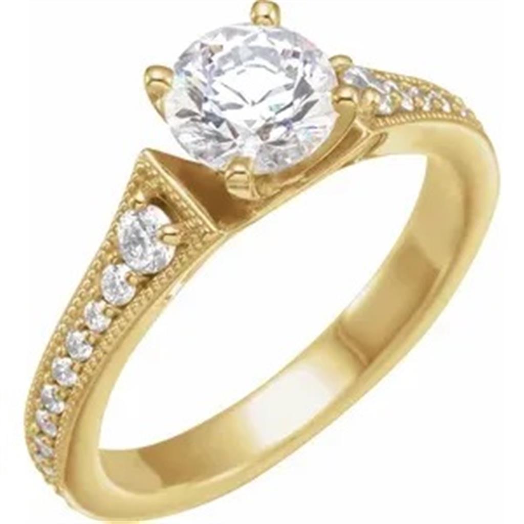 Solitare Accent Style Diamond Engagement Ring Sterling Silver White 
(Center Stone Not Included)