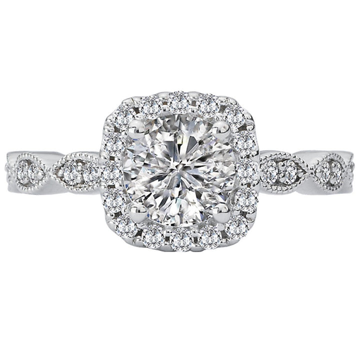 Halo Style Diamond Engagement Ring Sterling Silver White 
(Center Stone Not Included)