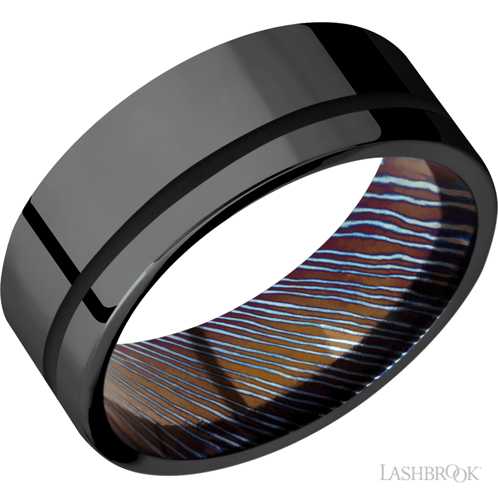 Black Zirconium Alternative Metal Ring 8mm wide Black Color Size 9.75